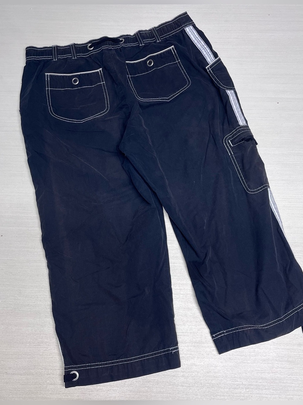 SBJ Active Y2K Black Active Wear Cargo Utility Capri Board Shorts large
